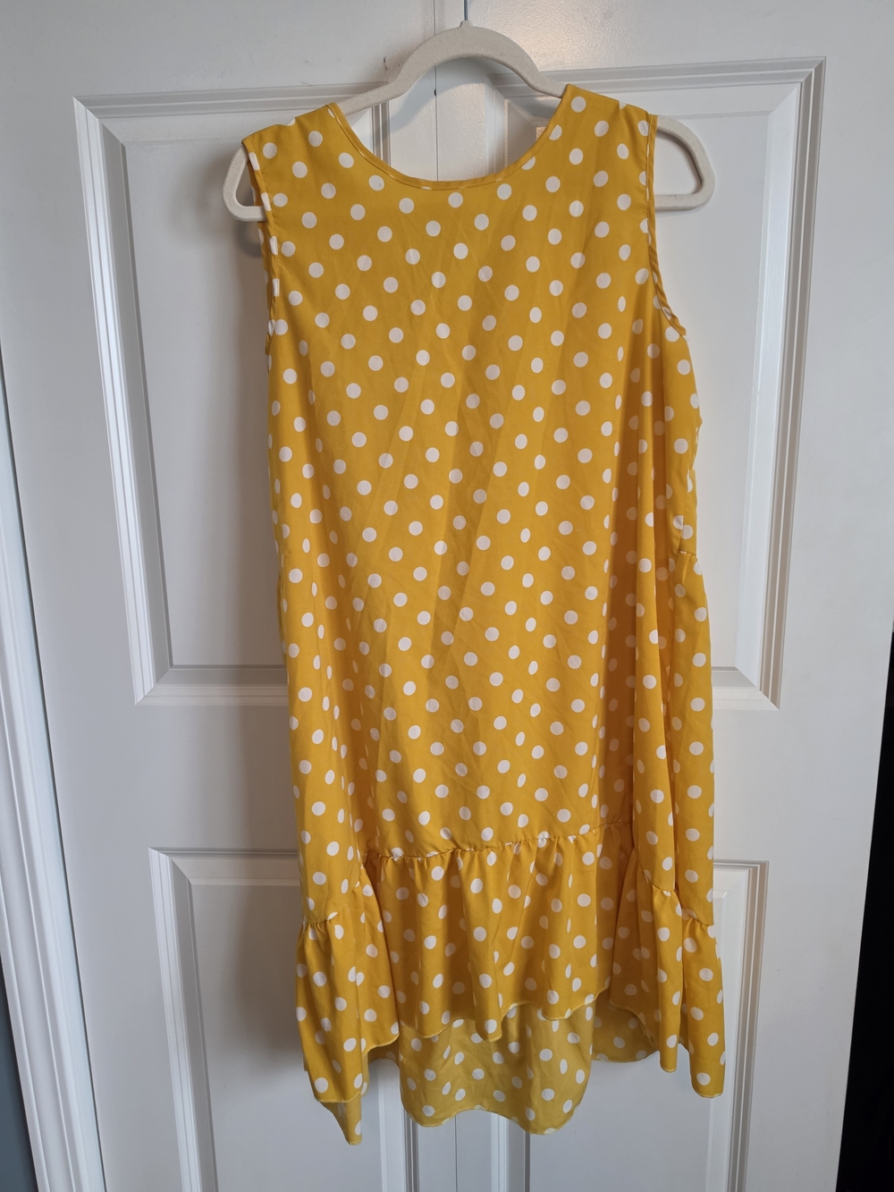 bright Yellow & White Polka Dot flouncy drop waist preppy vibrant Mini Dress